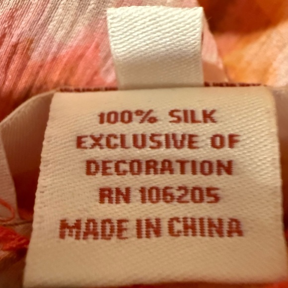 Sundance NWOT Size PL Pretty Orange & Brown Semi-Sheer Long Sleeve Blouse (0635) - Picture 11 of 14